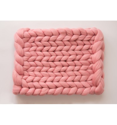 Chunky wool blanket CANDY PINK