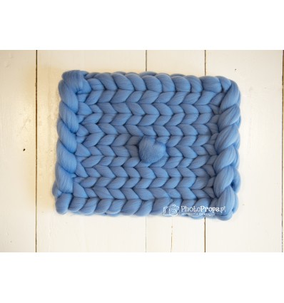 Chunky wool blanket BLUE