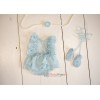 SET BALLERINA BLUE lace romper with headband and shoes NB